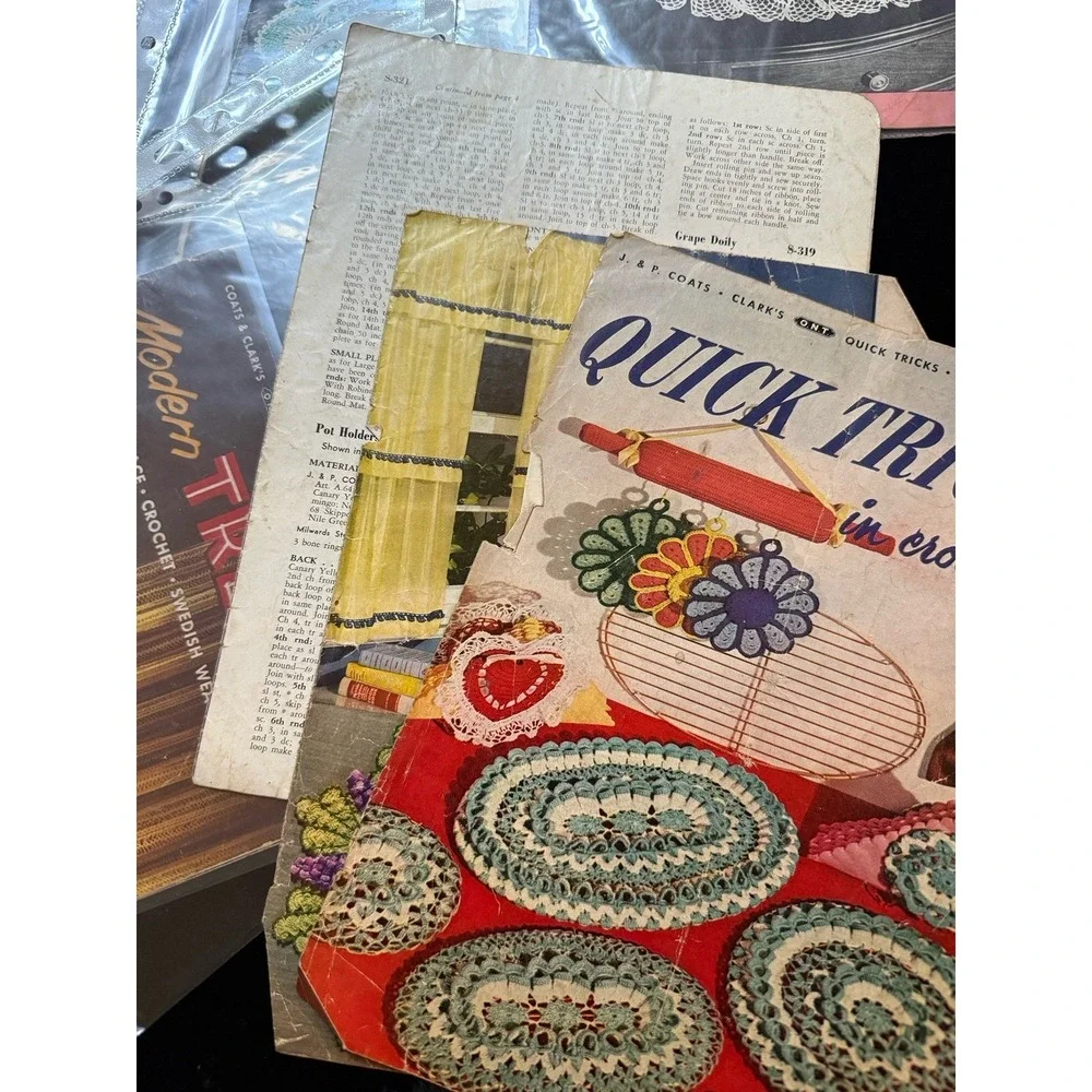 Vintage 50s Crochet Books Lot of 5 Ruffled Doilies Quick Tricks Lace Trends